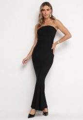 Czarna Sukienka Maxi Bez Ramiączek Zdobiona Metaliczną Nicią Bergena. Czarne sukienki damskie Born2be, z aplikacjami, eleganckie, bez ramiączek. W wyprzedaży za 144.49 zł.
