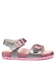 Geox Sandały J Adriel J558MI 000NF C0566 D Srebrny. Szare sandały dziewczęce Geox, ze skóry, bez obcasa, bez zapięcia. Za 249.99 zł.