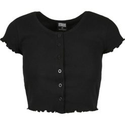 Koszulka damska Urban Classics cropped button up rib. Czarne koszulki sportowe damskie Urban Classics, bez wzorów, prążkowane, bez ramiączek. Za 145.00 zł.