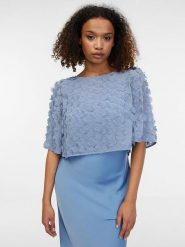 Orsay Bluzka w kolorze błękitnym rozmiar: 44. Niebieskie bluzki damskie Orsay, bez wzorów, bez kołnierzyka, bez ramiączek. Za 67.95 zł.