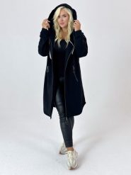 Ciepła dresowa płaszczo-bluza Daria w czarnym kolorze XXL OVERSIZE JESIEŃ. Czarne bluzy damskie Moda Size Plus Iwanek, na jesień, l, bez wzorów, z bawełny, bez kaptura. Za 359.90 zł.