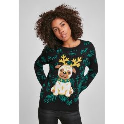 Bluza damska miejska klasyczna pug christmas. Czarne bluzy damskie Urban Classics, na zimę, bez wzorów, bez kaptura. Za 244.50 zł.