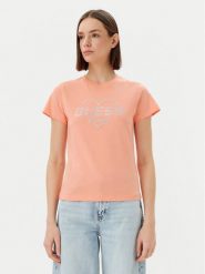 Guess T-Shirt V5GI10 K9RM1 Pomarańczowy Regular Fit. Brązowe t-shirty damskie Guess, s, z aplikacjami, z bawełny, bez kołnierzyka. Za 119.99 zł.
