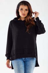 Bluza z Kieszenią Kangurką - Czarna. Czarne bluzy damskie Infinite You, l, bez wzorów, z bawełny, bez kaptura. Za 209.90 zł.