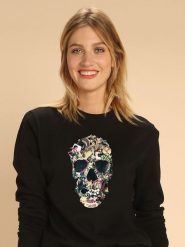 WOOOP Bluza "Vintage Skull" w kolorze czarnym rozmiar: M. Czarne bluzy damskie Wooop, m, bez wzorów, bez kaptura. Za 148.61 zł.
