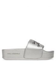 KARL LAGERFELD Klapki Kondo Maxi KL80872 Srebrny. Szare klapki damskie KARL LAGERFELD, bez wzorów, ze skóry, bez obcasa, bez zapięcia. Za 239.99 zł.