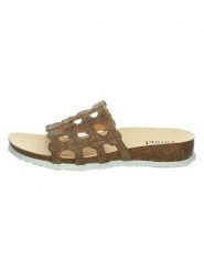 Think! Skórzane klapki "Julia" w kolorze brązowym rozmiar: 36. Brązowe klapki damskie Think!, bez wzorów, z otwartym noskiem, bez obcasa, na koturnie, bez zapięcia. Za 196.70 zł.