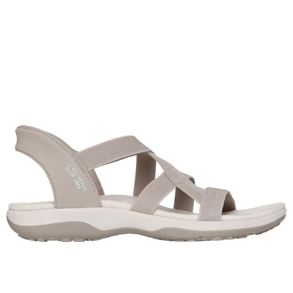 Sandały SKECHERS REGGAE SLIM STRETCH FLEX Brązowy. Brązowe sandały damskie Skechers, bez wzorów, z materiału, bez obcasa, bez zapięcia. Za 279.99 zł.
