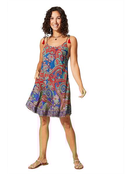 Aller Simplement Sukienka w kolorze niebiesko-czerwono-turkusowym rozmiar: 34-40. Niebieskie sukienki damskie Aller Simplement, bez wzorów, z wiskozy, bez ramiączek. Za 52.67 zł.