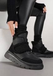 Czarne Śniegowce z Przeszyciami i Futerkiem Newella. Czarne śniegowce damskie Born2be, z jeansu. Za 129.99 zł.