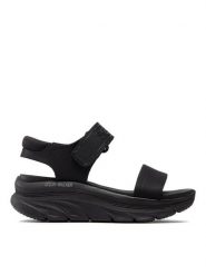 Skechers Sandały New Block 119226/BBK Czarny. Czarne sandały damskie Skechers, bez wzorów, z materiału, bez obcasa, na koturnie, bez zapięcia. Za 199.99 zł.