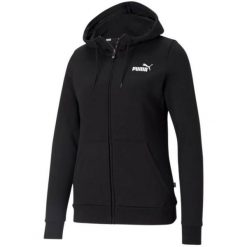 Bluza Damska ESS Small Logo Z Pełnym Zamkiem Błyskawicznym. Czarne bluzy damskie Puma, s, bez wzorów, bez kaptura. Za 329.99 zł.