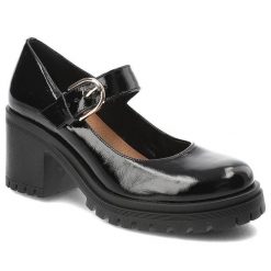 Czarne Półbuty Armodo Stylowe Lakierowane Obuwie Damskie. Czarne półbuty damskie Armodo, bez wzorów, z lakierowanej skóry, bez obcasa, bez zapięcia. Za 305.90 zł.