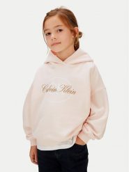 Calvin Klein Bluza Oval LVCKSJB23G Różowy Relaxed Fit. Czerwone bluzy dziewczęce Calvin Klein, bez wzorów, z bawełny, bez ramiączek, bez kaptura. Za 329.99 zł.
