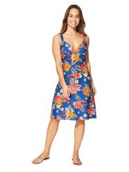 Aller Simplement Sukienka w kolorze niebiesko-pomarańczowym rozmiar: 38/40. Niebieskie sukienki damskie Aller Simplement, bez wzorów, z bawełny, klasyczne, bez ramiączek. Za 78.99 zł.