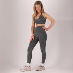 Damski zestaw sportowy - Legginsy/Crop Top - Antracyt. Brązowe legginsy damskie XTREME, xl, bez wzorów, z dresówki. Za 219.79 zł.