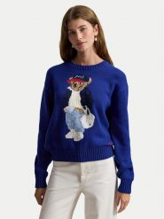 Polo Ralph Lauren Sweter 211A96238001 Niebieski Relaxed Fit. Niebieskie swetry klasyczne damskie Polo Ralph Lauren, xxl, z bawełny, bez kołnierzyka. Za 2,698.99 zł.