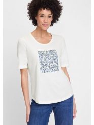 Olsen Koszulka w kolorze kremowym rozmiar: 44. Brązowe bluzki damskie Olsen, bez wzorów, z bawełny, bez kołnierzyka, bez ramiączek. Za 52.99 zł.