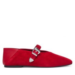 Baleriny Tommy Jeans. Czerwone balerinki damskie Tommy Jeans, bez wzorów, z jeansu. Za 449.99 zł.