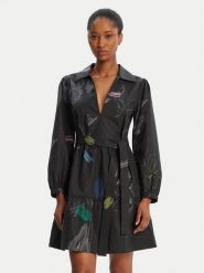 Desigual Sukienka codzienna Pisos 25WWVW06 Czarny Regular Fit. Czarne sukienki damskie Desigual, bez wzorów, z bawełny, bez ramiączek. Za 429.99 zł.