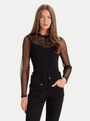 Morgan Bluzka 252-TGLOW Czarny Regular Fit. Czarne bluzki damskie Morgan, xs, bez wzorów, z wiskozy, bez kołnierzyka, bez ramiączek. Za 119.99 zł.