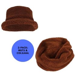 Komin i czapka damskie Teddy Wełna Jeden rozmiar. Brązowe czapki damskie HEAT KEEPER, na zimę, bez wzorów, z poliesteru. Za 185.79 zł.