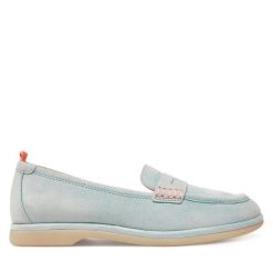 Lordsy Tamaris. Niebieskie półbuty damskie Tamaris, bez wzorów, bez obcasa, bez zapięcia. Za 229.99 zł.