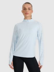 4F Bluza do biegania regular szybkoschnąca damska - niebieska L. Niebieskie bluzy damskie 4F, l, bez wzorów, z materiału, bez kaptura. W wyprzedaży za 119.99 zł.