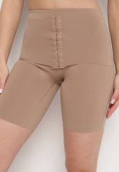 Ciemnobeżowa Bielizna modelująca Majtki Szorty z Wysokim Stanem Lirazelle. Brązowa bielizna korygująca Born2be, bez wzorów, z jeansu. Za 39.99 zł.