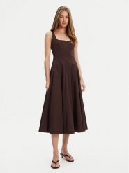 STAUD Sukienka codzienna Wells R24F2101PO Brązowy Regular Fit. Brązowe sukienki damskie STAUD, bez wzorów, z bawełny, bez ramiączek. Za 1,119.00 zł.