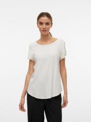 Vero Moda Koszulka w kolorze białym rozmiar: XL. Białe bluzki damskie Vero Moda, xl, bez wzorów, bez kołnierzyka, bez ramiączek. Za 65.95 zł.
