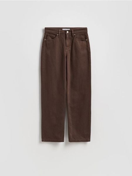 Jeansy straight fit - dark grey jeans. Szare jeansy damskie Reserved. W wyprzedaży za 79.99 zł.