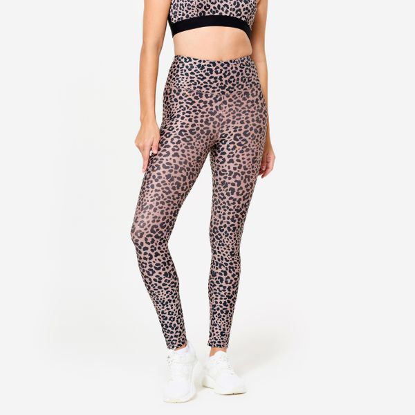Legginsy fitness damskie Domyos. Brązowe legginsy damskie DOMYOS, l, bez wzorów, z elastanu. Za 44.99 zł.