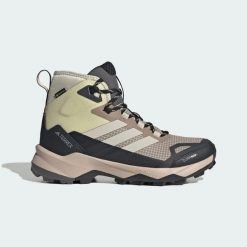 Buty trekkingowe do kostki Terrex Skychaser AX5 GORE-TEX® CLIMAWARM+. Białe obuwie trekkingowe damskie Adidas, z gore-texu, bez zapięcia. Za 699.00 zł.
