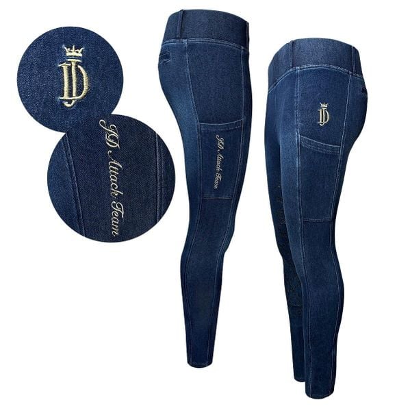 Legginsy jeździeckie damskie JD ATTACK Denim Flex. Czarne legginsy damskie JD ATTACK, l, bez wzorów, z denimu. Za 299.00 zł.