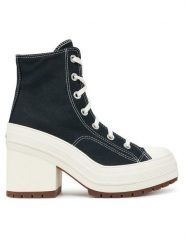 Converse Botki Chuck 70 De Luxe Heel A05347C Czarny. Czarne botki damskie Converse, z materiału, bez obcasa, na słupku, bez zapięcia. Za 519.99 zł.