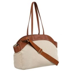 Duża torba damska wykonana ze skóry naturalnej i włókna poliamidowego w beżowo-brązowym kolorze Peterson PTN CAN-01. Brązowe torebki klasyczne damskie Peterson, z poliamidu, duże, bez dodatków. Za 139.99 zł.
