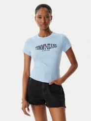 Tommy Jeans T-Shirt Wavy Flag DW0DW22272 Niebieski jasny Slim Fit. Niebieskie t-shirty damskie Tommy Jeans, xs, bez wzorów, z bawełny, bez kołnierzyka. Za 149.99 zł.