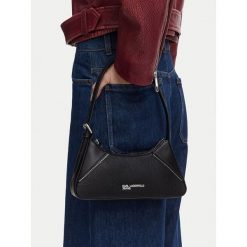 Torebka Karl Lagerfeld Jeans. Czarne torebki klasyczne damskie Karl Lagerfeld Jeans, z jeansu, bez dodatków. Za 477.99 zł.