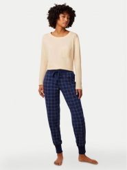 Triumph Spodnie piżamowe 10216544 Granatowy Regular Fit. Niebieskie piżamy damskie Triumph, bez wzorów, z bawełny, bez ramiączek. Za 107.10 zł.