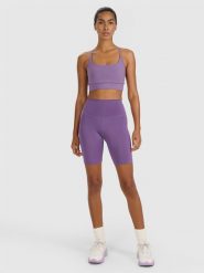 4F Legginsy kolarki treningowe damskie - fioletowe M. Czerwone legginsy damskie 4F, m, bez wzorów, z dzianiny. Za 99.99 zł.