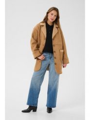 Kaffe Płaszcz w kolorze jasnobrązowym rozmiar: 42. Brązowe płaszcze damskie Kaffe, bez wzorów, bez kaptura. Za 352.43 zł.