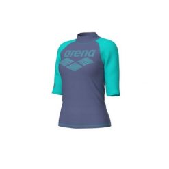 Koszulka damska pływacka na basen plażę ochronna Arena Rash Vest. Niebieskie koszulki damskie Arena, bez wzorów, bez kołnierzyka, bez ramiączek. Za 69.99 zł.