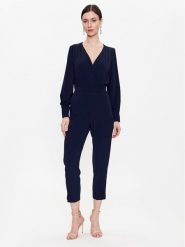 Maryley Kombinezon 23EB527/33BL Granatowy Regular Fit. Niebieskie sukienki damskie Maryley, bez wzorów, z syntetyku, bez ramiączek. Za 329.99 zł.