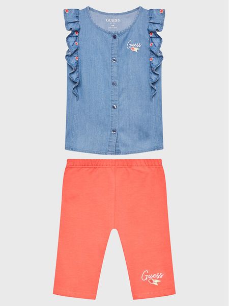 Guess Komplet bluzka i legginsy A3GG03 WFBS0 Kolorowy Regular Fit. Bluzki i koszule dziewczęce Guess, z aplikacjami, z wiskozy, bez kołnierzyka, bez ramiączek. Za 149.99 zł.