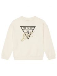 Guess Bluza J5BQ04 KAV34 Écru Relaxed Fit. Bluzy dziewczęce Guess, z aplikacjami, z bawełny, bez ramiączek, bez kaptura. Za 169.99 zł.