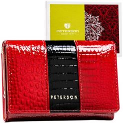 Portfel damski Peterson PTN PH30-3-RS czerwony. Czerwone portfele damskie Peterson, bez wzorów, ze skóry. Za 99.00 zł.