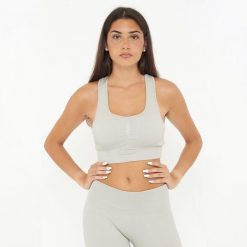 Crop top sportowy ICONIC. Szare biustonosze sportowe damskie LEGEA, bez wzorów, z elastanu. W wyprzedaży za 72.00 zł.