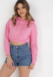 Różowa Bluza Chlororeia. Czerwone bluzy damskie Born2be, l, bez wzorów, z dzianiny, z kapturem. Za 34.99 zł.