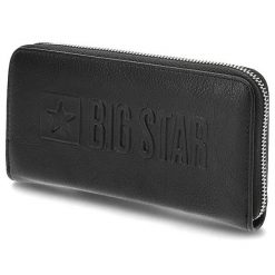 Czarny Modny Portfel Damski Big Star. Czarne torebki klasyczne damskie Big Star Accessories, ze skóry ekologicznej, z tłoczeniem, bez dodatków. Za 129.00 zł.